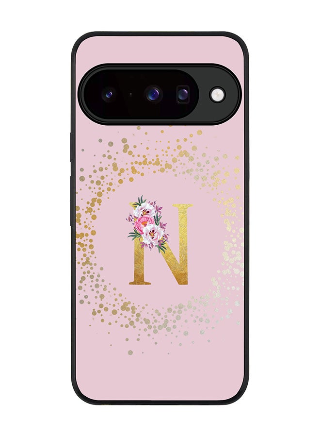 For Google Pixel 10 Case,Slim fit Camera Protection, Shockproof Thin Phone cover  - Custom Monogram Floral - N  (Pink )